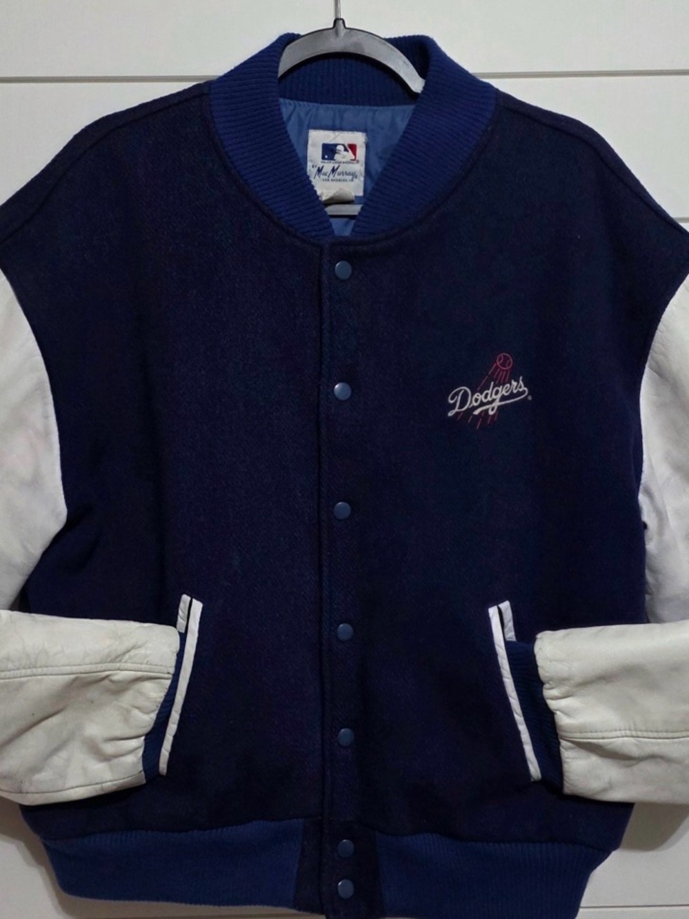 Vintage Los Angeles Dodgers wool and leather varsity jacket by MacMurray size XL